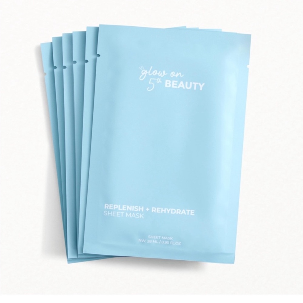 NEW Glow on 5th Beauty Replenish and Rehydrate 6 Sheet Mask Set